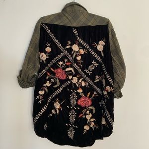 Embroidered Velvet & Plaid Kyla Seo Top